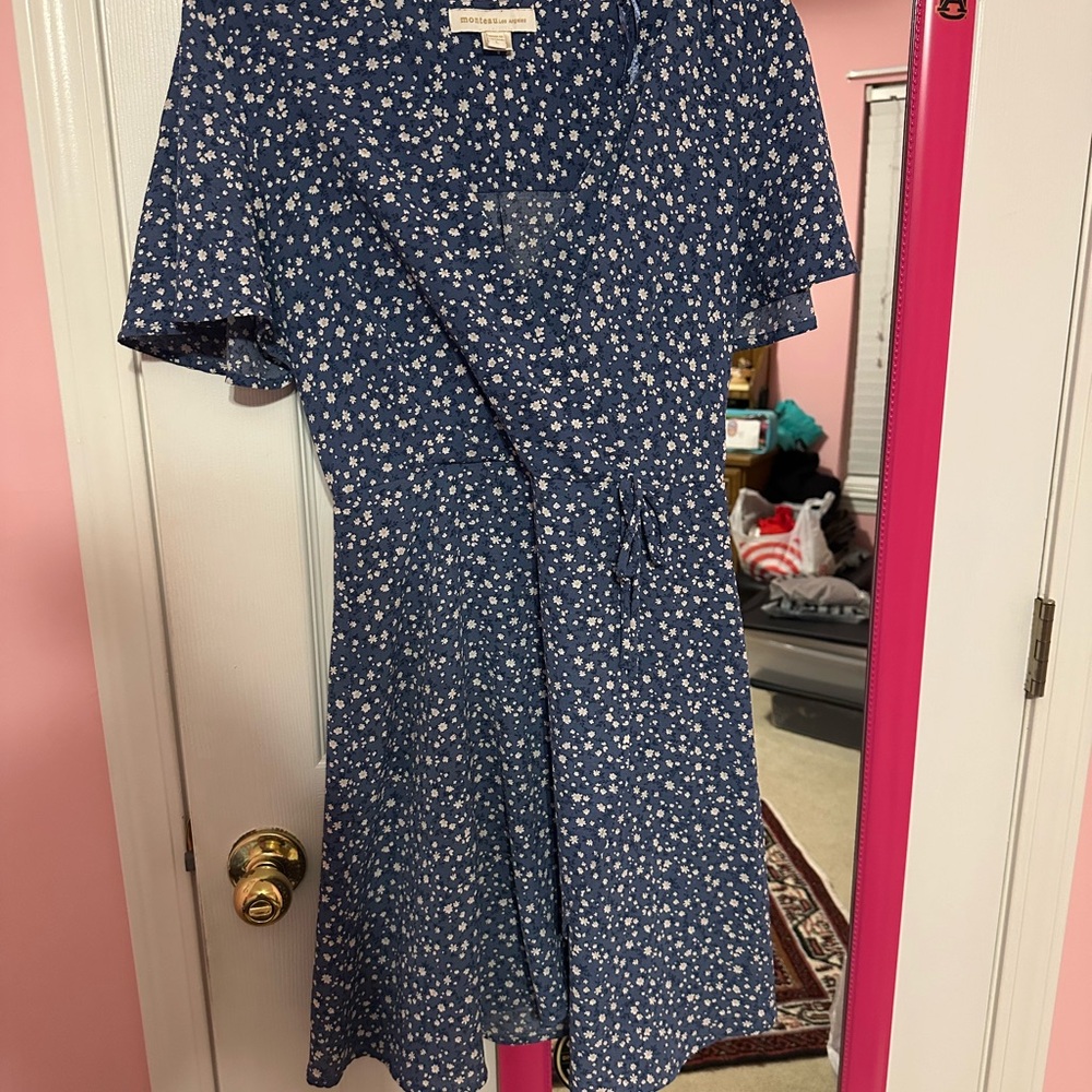 Floral Blue Wrap Dress